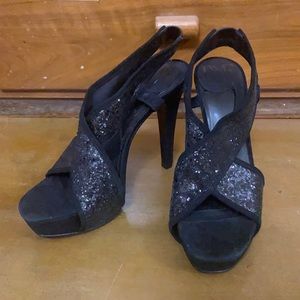 DVF black sparkly heels